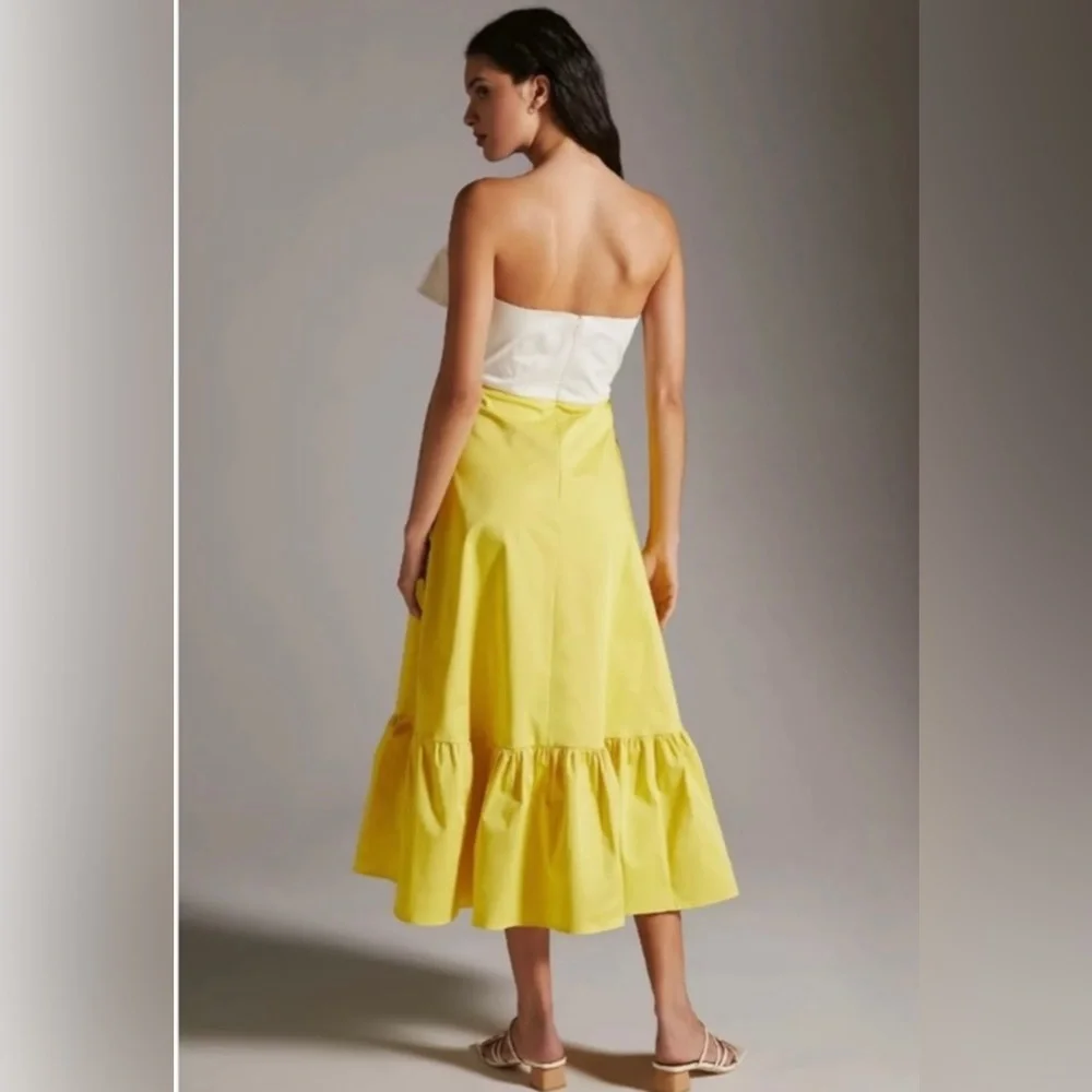 Hitch Anthropologie color block yellow and white dress with bow - Picture 4 of 7